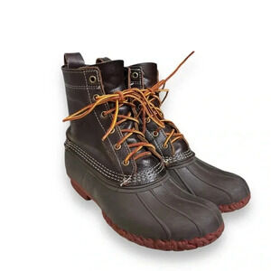 L.L.Bean Original Duck Boots 8" Bison Dark Brown/Brick Red Size Men’s 7